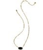 Kendra Scott Elisa Enamel Frame Paperclip Short Pendant Necklace, Color:Gold Black Agate - Image 2