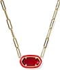 Kendra Scott Elisa Enamel Frame Paperclip Short Pendant Necklace, Color:Gold Red Illusion - Image 1