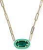Kendra Scott Elisa Enamel Frame Paperclip Short Pendant Necklace, Color:Gold Emerald Illusion - Image 1