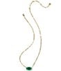 Kendra Scott Elisa Enamel Frame Paperclip Short Pendant Necklace, Color:Gold Emerald Illusion - Image 2