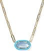 Kendra Scott Elisa Enamel Frame Paperclip Short Pendant Necklace, Color:Gold Periwinkle Illusion - Image 1