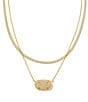 Color:Gold Iridescent Drusy - Image 1 - Elisa Herringbone Short Multi Strand Necklace