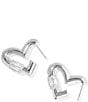 Kendra Scott Emery Heart Hoop Earrings, Color:Silver White CZ - Image 1