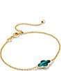 Color:Gold Teal Tigers Eye - Image 1 - Framed Abbie Delicate Chain Line Bracelet
