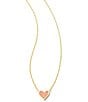 Color:Light Pink Drusy - Image 1 - Framed Ari Heart Gold Drusy Short Pendant Necklace