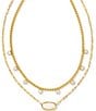 Color:Iridescent Opalite Illusion - Image 1 - Framed Elisa Gold Short Multi Strand Necklace
