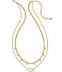 Color:Iridescent Opalite Illusion - Image 2 - Framed Elisa Gold Short Multi Strand Necklace