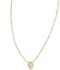 Color:Gold Luster Light Blue Opal - Image 1 - Framed Gold Tess Satellite Short Pendant Necklace