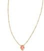 Color:Gold Luster Rose Pink Opal - Image 1 - Framed Gold Tess Satellite Short Pendant Necklace