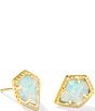 Color:Gold Luster Light Blue Opal - Image 1 - Framed Gold Tessa Opal Stud Earrings