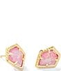Color:Gold Luster Rose Pink Opal - Image 1 - Framed Gold Tessa Opal Stud Earrings