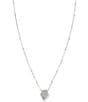Color:Rhodium Platinum Drusy - Image 1 - Framed Silver Tess Satellite Short Pendant Necklace