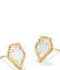 Color:Gold Dichroic Glass - Image 1 - Framed Tessa Gold Stud Earrings