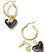 Color:Silver Obsidian/Gold - Image 2 - Frankie Gold Convertible Charm Hoop Earrings