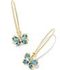 Color:Gold Indigo Watercolor Illusion - Image 1 - Gold Mae Butterfly Wire Drop Earrings