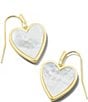 Color:Ivory Mother of Pearl - Image 1 - Gold Plated Pink Heart Drop Earrings