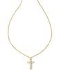 Color:Gold White Crystal - Image 1 - Gracie Cross Short Pendant Necklace