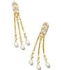 Color:Gold White Mix - Image 1 - Gracie Crystal Pearl Linear Earrings