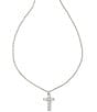 Color:White Crystal - Image 1 - Crystal Gracie Silver Cross Short Pendant Necklace