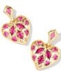 Kendra Scott Holland Heart Drop Earrings, Color:Gold/Pink Crystal - Image 1
