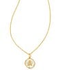 Color:A - Image 2 - Initial Gold Disc Reversible Pendant Necklace in Iridescent Abalone