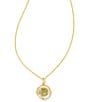 Color:A - Image 3 - Initial Gold Disc Reversible Pendant Necklace in Iridescent Abalone