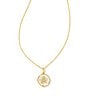 Kendra Scott Initial Gold Disc Reversible Pendant Necklace in Iridescent Abalone, Color:A - Image 1