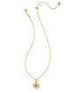 Kendra Scott Initial Gold Disc Reversible Pendant Necklace in Iridescent Abalone, Color:A - Image 2