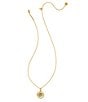 Kendra Scott Initial Gold Disc Reversible Pendant Necklace in Iridescent Abalone, Color:A - Image 3