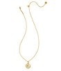Kendra Scott Initial Gold Disc Reversible Pendant Necklace in Iridescent Abalone, Color:A - Image 4