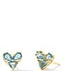 Color:Gold Teal Glass - Image 1 - Katy Heart Crystal Stud Earrings