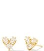 Color:Gold White CZ - Image 1 - Katy Heart Crystal Stud Earrings