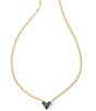 Color:Gold Teal Glass - Image 1 - Katy Heart Short Pendant Crystal Necklace