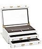 Color:White - Image 1 - Large Antique Brass Jewelry Box In White Lacquer