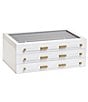 Color:White - Image 2 - Large Antique Brass Jewelry Box In White Lacquer