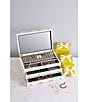 Color:White - Image 5 - Large Antique Brass Jewelry Box In White Lacquer