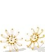 Color:White Opaque Glass - Image 1 - Madison Daisy Gold Stud Earrings