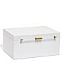 Color:White - Image 2 - Medium Antique Brass Jewelry Box In White Lacquer