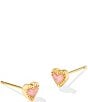 Kendra Scott Mini Ari Heart Gold Stud Earrings, Color:Rose Quartz - Image 1