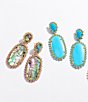Color:Gold Turquoise - Image 3 - Parsons Gold Statement Drop Earrings