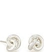 Color:Bright Silver - Image 1 - Presleigh Love Knot Stud Earrings