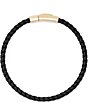 Color:Black Leather - Image 1 - Scott Bros. Men's Evans 18k Gold Vermeil Corded Bracelet