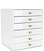 Color:White - Image 1 - Tall Antique Brass Jewelry Box In White Lacquer