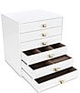 Color:White - Image 2 - Tall Antique Brass Jewelry Box In White Lacquer
