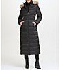 Color:Black - Image 3 - Faux Fur Trim Hooded Maxi Down Puffer Maxi Coat