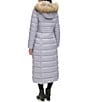 Color:Silver - Image 2 - Faux Fur Trim Hooded Maxi Down Puffer Maxi Coat