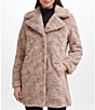 Color:Truffle - Image 1 - Grooved Faux Fur Notch Lapel Long Sleeve Cozy Coat