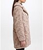 Color:Truffle - Image 3 - Grooved Faux Fur Notch Lapel Long Sleeve Cozy Coat