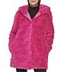Color:Hot Pink - Image 1 - Hooded Faux Mink Coat