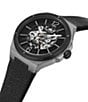 Color:Black - Image 2 - Men's Automatic Black Leather Strap Watch